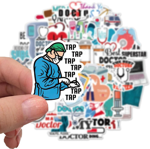 Hopetl 50PCS Professional Doctor Stickers, Medical Equipment Stickers Aesthetic Decals Vinyl Waterproof Doctor