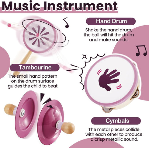 1-3, 1 2 3 4 5+ BUYGER Wooden Musical Instruments for Toddler Baby Montessori Percussion Instruments Toys Music