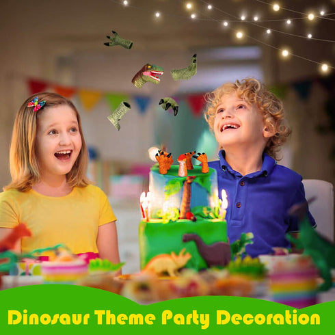 Dinosaur Toys Figure Set - Rubber Dinosaur Finger Puppets with Heads, Paws, and Feet, Bath Toys for Kids, 20pcs Finger