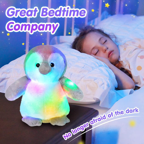 12'' Houwsbaby LED Light Up Penguin Stuffed Animal Plush Toy for Kids Night Light Glowing and Huggable Soft Plush Toy
