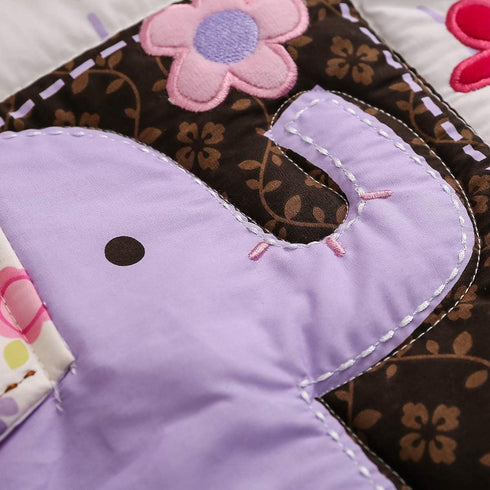 CribMATE 1 Nursery Crib Quilted Comforter PC Baby Girl Baby Boy Crib Quilt/Comforter Baby Gift Idea (Purple Elephant)
