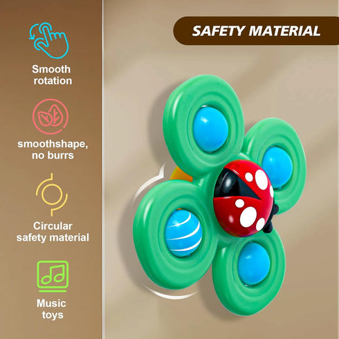 3PCS Suction Cup Spinner Toys for Babies, Sensory Bath Toys for 6-18 Months, Travel Essential for 1-3 Year Olds