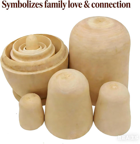 MAGIKON 5-Piece Set 5-Inch Unpainted Nesting Doll - Blank Wooden Stacking Dolls for DIY Painting & Decorating