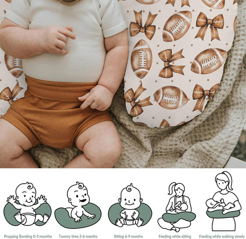 Vintage Football Bows Nursing Pillow Covers for Boy Girl American Football Game Nursery Feeding Pillowcase