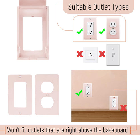 Bates Baby Safety Outlet Cover Box, Pink Plug Covers for Baby Proofing, Socket Covers for Child Safety