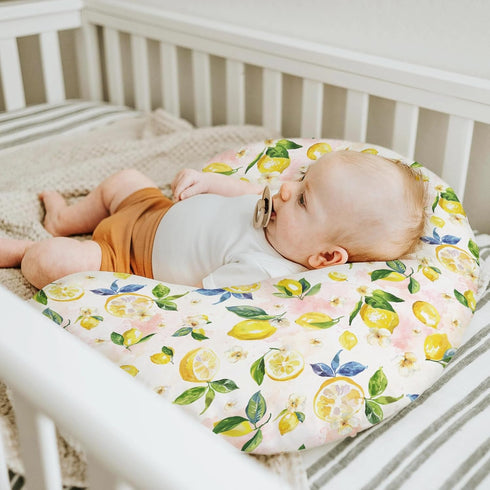 Summer Vintage Lemons Baby Nursing Pillow Covers for Boy Girl Lemon Branch Leaves Flowers Nursing Pillowcase