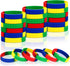 Charniol 48 Pack Color Brick Party Favors Kids Silicone Bracelet Building Block Wristbands