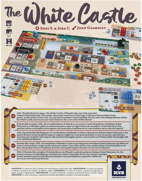 12+, 14 85 Devir - The White Castle Board Game Strategic Eurogame with Worker Placement, Dice Placement & Resource