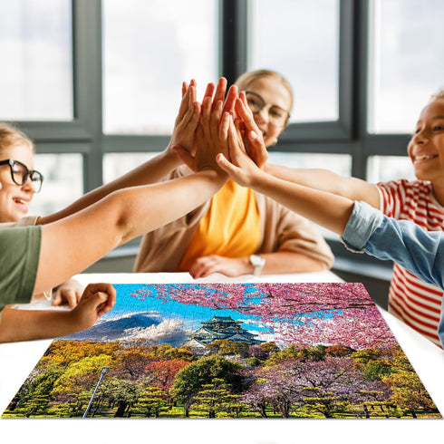 HUADADA - 1000 Piece Puzzles for Adults - Cherry Blossoms in Osaka Castle, Colorful Educational Games