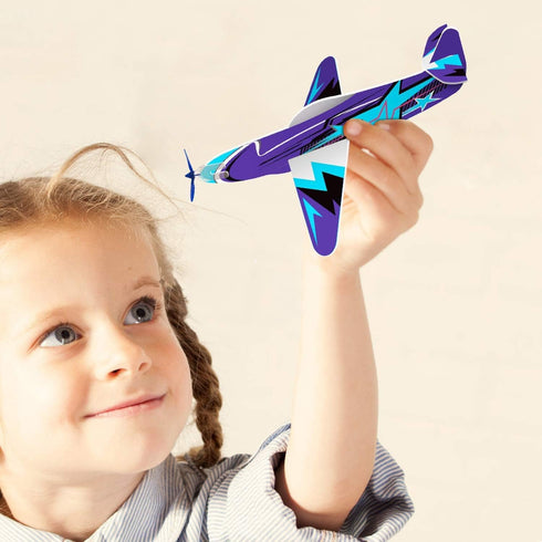 32 Pack Glider Planes, 8" Long Flying Glider Plane, 8 Different Designs, Kids Party Favors for Valentines, Birthday