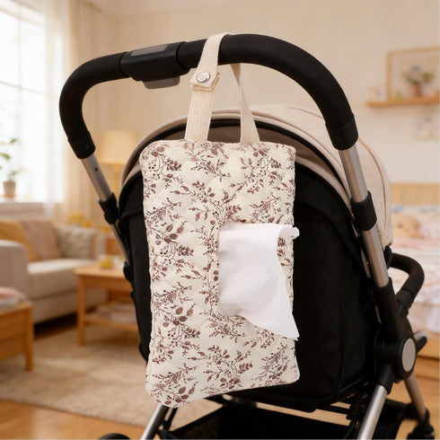 Sinbana Mommy Quilted Wipes Pouch, Fillable Floral Baby Wipe Holder Cover with Lanyard Portable Bag for Stroller Travel