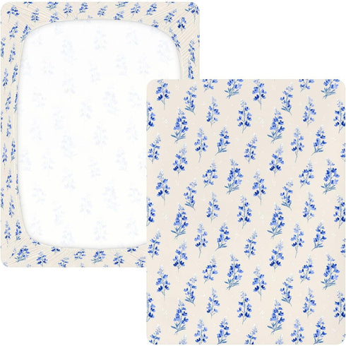 miaozhen 1 Pack 52x28 Cotton Crib Sheets for Baby Boys Girls Soft Comfy Cute Cartoon Grassland Lavender Muslin Crib