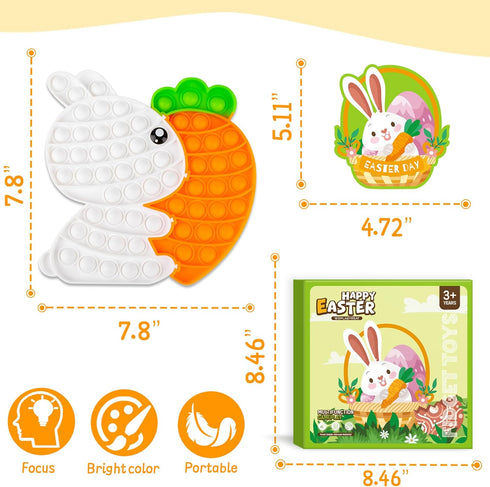 Woplagyreat Easter Fidget Toys, Bunny Carrot Easter Basket Stuffers for Kids Toddler,Puzzle Bubble Sensory Popper