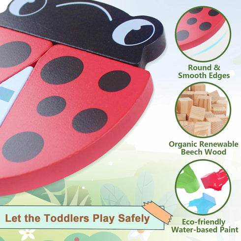 Wooden Toddlers Puzzles - Animal Shape Puzzle Educational Toys Gift for Boys Girls, Pack of 4 with Bag