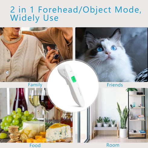 No-Touch Infrared Forehead Thermometer for Adults and Baby, Digital with Fever Alarm and Memory Function, White