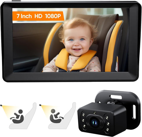 Kidsneed Baby Car Camera 7-Inch Baby Monitor for Car with USB Plug and