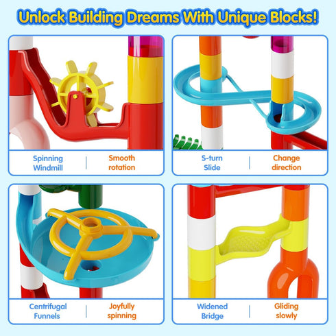 110pcs Set 3 4 5 6 7 8 9 10+, 8105 Marble Run, Marble Maze Game Construction Building Toys for Kids, Marble Track Race