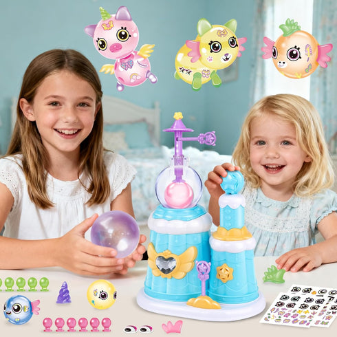 195PCS 3D 3+ BTEC Princess Blue DIY Balloon Animals Craft Kit with Pump, DIY Sticky Balloon Maker Toy with Bouncy