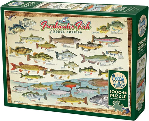 Cobble Hill 1000 Piece Puzzle - Freshwater Fish of North America - Sample Poster Included