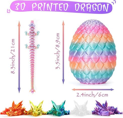 Apear1 6 3D 3D 3D Set (Multicolor-6pcs) Pcs Printed Dragon Eggs with Dragon Inside, Mini Dragon Egg Fidget Toy