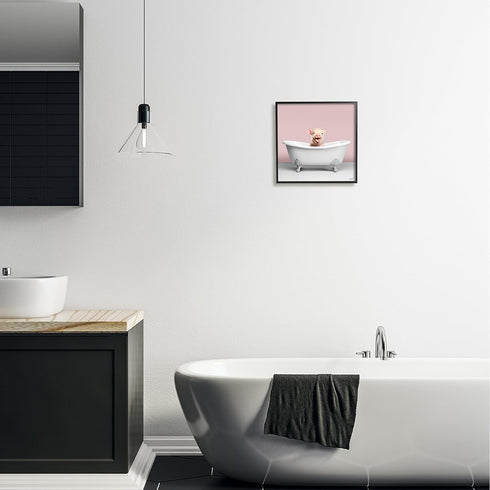 Roozbeh Stupell Industries Pastel Piglet in Bathtub Framed Giclee Art by