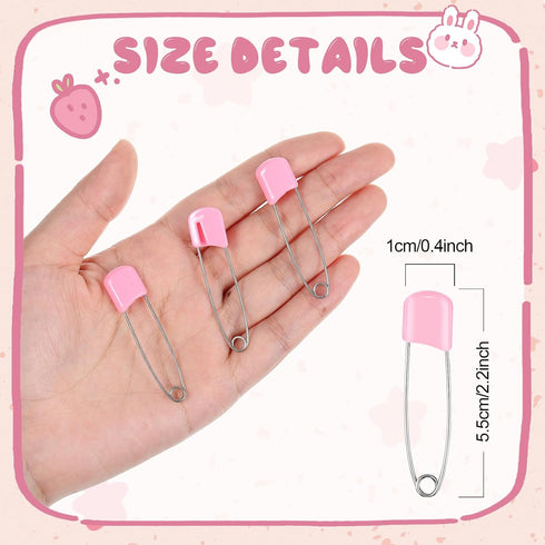 WILLBOND 150 2.2 Inch Pcs Diaper Pins Safety Plastic Head Cloth Diaper Nappy Pins with Locking Closures Stainless Steel