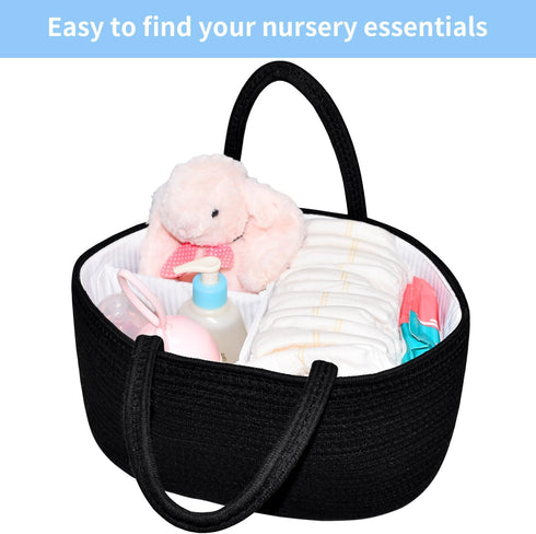 ABenkle Baby Diaper Caddy, Nursery Storage Bin & Car Organizer for Diapers & Wipes, Cotton Rope Basket