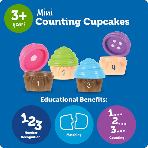 Counting Sets Learning Resources Mini Cupcakes - Birthday Cake, Sensory Toys, Montessori Preschool Activities, Kitchen