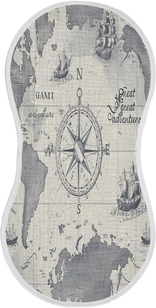 YETTASBIN World Map Muslin Baby Burp Cloth, Super Soft Absorbent Cotton Burp Rag
