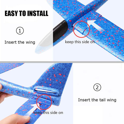 BooTaa 4 Pack Toy Airplanes - 17.5" Large Throwing Foam Planes with 2 Flight Modes, Outdoor Sport Game Toys