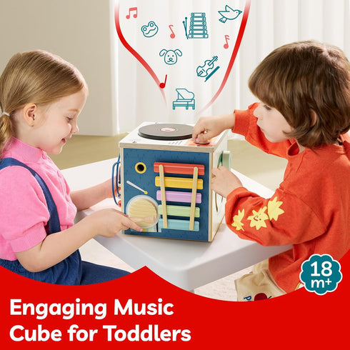 2 3 4 18 TOP BRIGHT Musical Activity Cube, Montessori Toys for Year Old Toddlers, Baby DJ Table with Songs, Baby