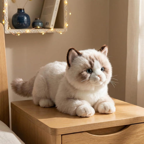20 Inch- CU-MATE Gray Ragdoll Cat Plush Stuffed Animal Toys -Realistic Ann Baker Cat Handmade Plush Pet Present Gift