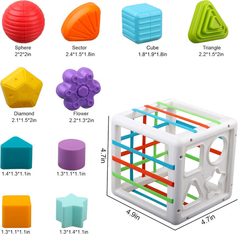 Baby Sensory Shape Sorter Blocks Toy, Montessori Educational Learning Toys for Babies Toddlers 6-18 Months Gifts