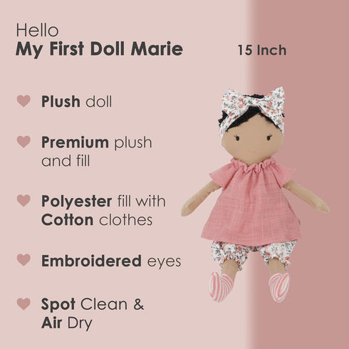 15-Inch MON AMI My First Doll Poppy Plush Doll for Girls | Soft Cuddly Companion | Perfect Playtime Friend for Toddlers