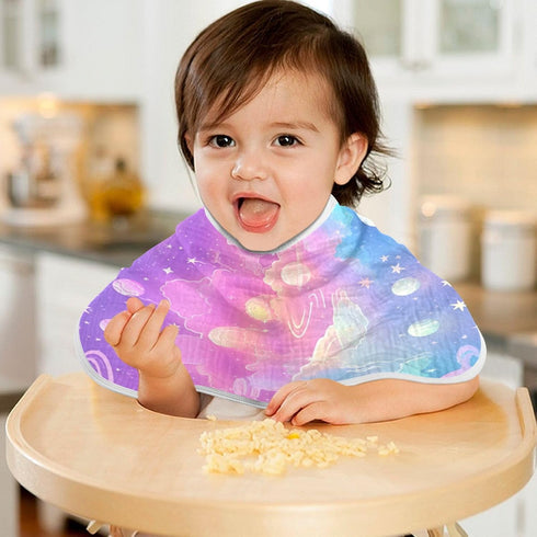 Bulletgxll Set 4, Rainbow Galaxy Space Unisex Baby Burp Cloths of Soft Absorbent Organic Cotton Muslin Burping Cloths