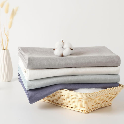 4 Pack 47x47 Inches, POMISO Muslin Swaddle Blankets for Boys & Girls, Newborn Receiving Blankets, Soft Breathable Baby
