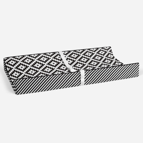 Stylish Black/White Striped Diaper Changing Pad Cover