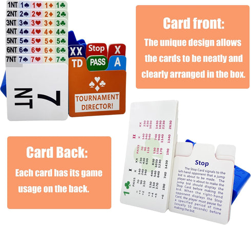 Bridge Boxes with Plastic Cards, Premium Bridge Bidding Boxes, Blue (Set of 4)