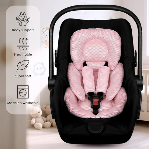 Summer Infant Car Seat Insert for Newborn Girls Boys, Mesh Baby Carseat Head Inserts with Strap Pads, Soft Reversible