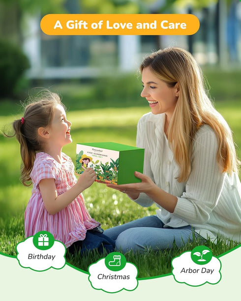 Set Grenebo Kids Gardening Toys, Quality Garden Tool Kit for Kids and Toddlers, Includes Two Shovels, Garden hat,Rake