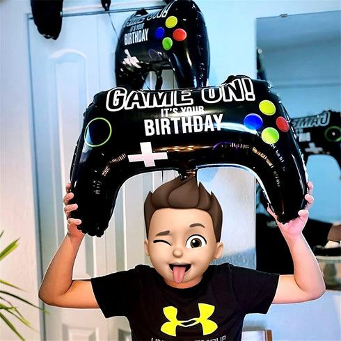 5 Pieces Video Game Party Balloons, Giant Controller Mylar Foil Balloons for Kids Boys Fortnite Birthday Party