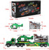 3 4 5 6+ Kids Dinosaurs Semi Trailer Truck Toys, Large Semi Flatbed Truck Toy with Helicopter and Dinosaurs, Lights