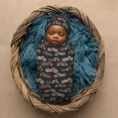 Sets Motorcycles On Black Background Newborn Swaddle Blankets Hat Soft Baby Receiving Blanket Swaddle Sack for Baby