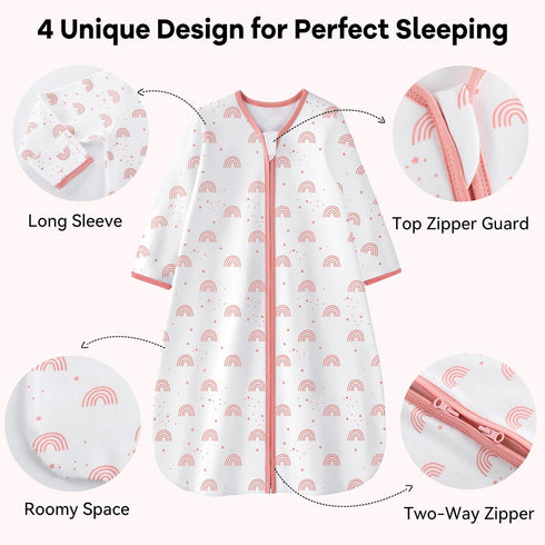 6-12 100% 2-Way 2 Pack 0.5 Unnivoll Baby Sleep Sack Months Cotton Long Sleeve Wearable Blanket Baby Sleep Bag