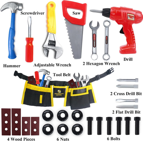 Set 28 Set 3,4,5,6,7,8 Kids Tool PCS Toddler Tool with Toy Drill, Pretend Play Toy Tools for Kids Ages Years Old, Boy