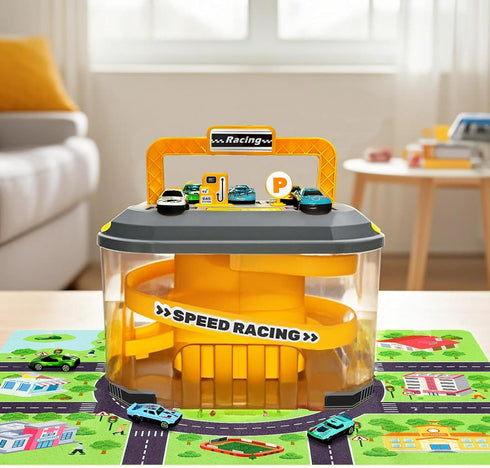 Playset Set 12 2 3 4 5 1-3 2-4 Toy Car Track Storage - Car Toys Race Including Diecast Cars, PlayMat, Race Tracks, Car