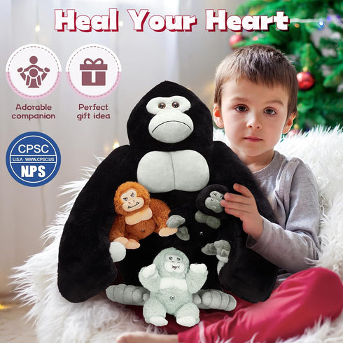 19.6" MaoGoLan Giant Gorilla Stuffed Animals - Large Plush Gorilla with Babies, Soft and Cuddly Companion Toy Gifts