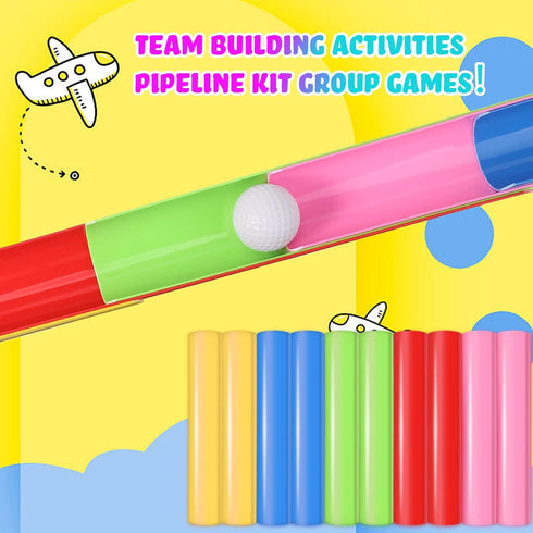 Team Building Activities Kit for Adults and Teens, Group Learning Exercise Games with Half Pipes Golf Balls Storage