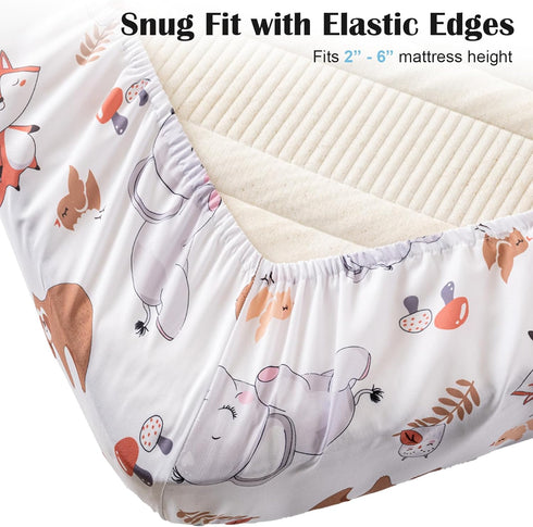 Set 4 2 Set Crib Bedding Pieces Includes Comforter, Fitted Sheets for Easy Changing, Crib Skirt Soft, Breathable