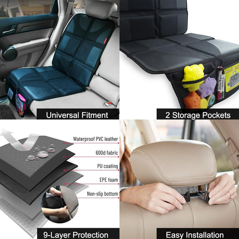 1 Pack) Autobase Car Seat Protector for Child Car Seat | Largest and Thickest Waterproof Backseat Protector for Kids